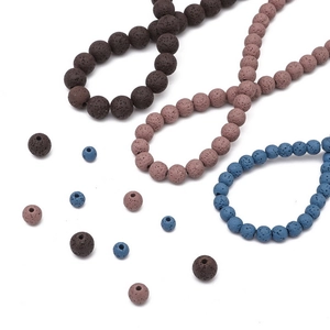 Macro de perles de pierre de lave poreuses colorées pour accessoires bijoux DIY