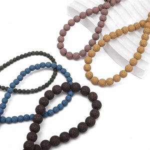 Perles rondes en pierre de lave naturelle colorée pour la création de bijoux DIY
