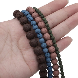 Natural porous lava stone beads in assorted colors for handmade jewelry and DIY bracelets