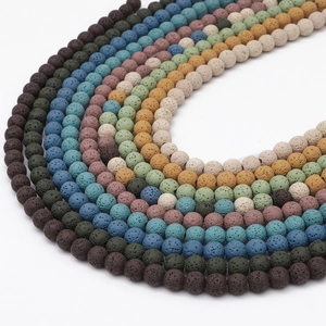 Colorful porous lava stone round beads in various natural colors for DIY jewelry making