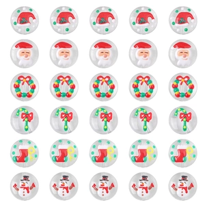 Detailed set of 30 Christmas themed acrylic beads with assorted festive holiday patterns