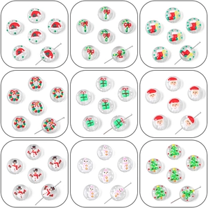 DIY colorful Christmas glass beads with Santa, Snowman and Tree motifs for jewelry making