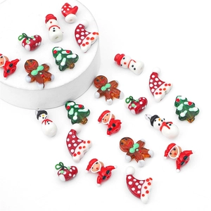 Christmas themed DIY glass beads set featuring snowman and santa charms for jewelry making
