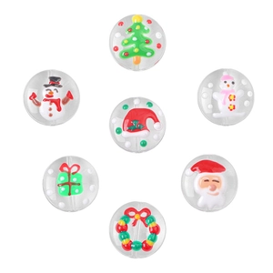 Hand-painted Christmas themed glass beads set with snowman and Santa patterns for DIY jewelry