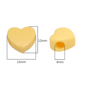 Gele hartvormige acrylkralen 14mm met groot 4mm gat voor DIY sieraden maken