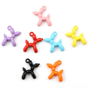 Colorful balloon dog pendants in seven vibrant finishes for DIY jewelry making