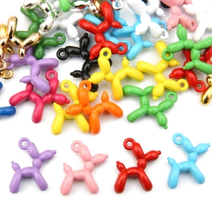 Alloy Balloon Dog Pendants For DIY Jewelry Making Colorful Spray Painted Metal Dog Charms For Necklace Bracelet Accessory