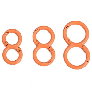 Three sizes of orange S-shaped alloy carabiners for DIY bags and keychains