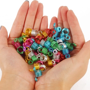 Anneaux de cheveux colorés en aluminium pour dreadlocks et accessoires de tressage DIY