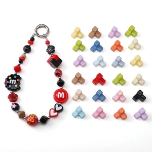 Colorful painted acrylic block beads set for DIY handmade phone chain accessories