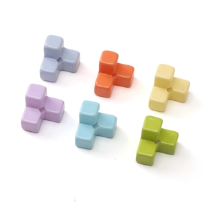 Perles en acrylique en forme de T pour bracelets et colliers DIY aux tons pastel mats