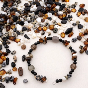 Handmade 5-8mm natural stone wrap bracelet with tiger eye and obsidian beads