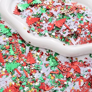 Kit de paillettes de Noël avec rennes rouges et verts, flocons de neige et lettrage