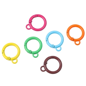 Colorful alloy round spring ring gate buckles in six vibrant matte finish paint colors