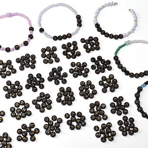 Black Gold Alphabet Letter Beads Flat Round Acrylic Spacer Beads For DIY Bracelet Necklace Jewelry Making Handmade Crafts