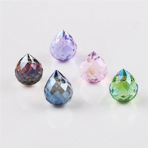 Faceted Glass Crystal Teardrop Loose Beads Aurora Borealis Magic Water Drop Spacer Beads For DIY Jewelry Making Necklaces Bracelets 9x8mm