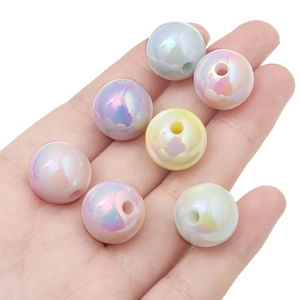 16mm iridescent acrylic round beads with colorful AB coating for DIY jewelry making