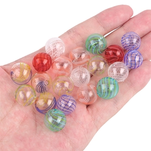 Hand-painted hollow glass beads with colorful spiral stripes for DIY jewelry making