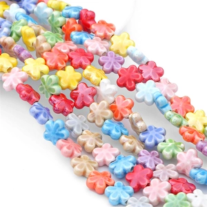 Colorful ceramic five-petal flower beads for handmade DIY necklaces and bracelets