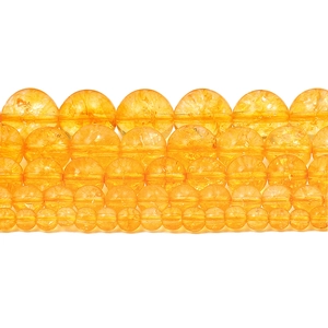 Natural citrine ice crackle beads for DIY jewelry making in various sizes from 4mm to 12mm