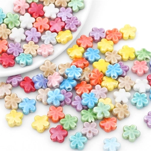Colorful macaron ceramic flower beads for DIY jewelry making handmade accessories