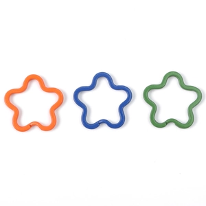 Three colorful star-shaped metal split rings for DIY jewelry and keychain making