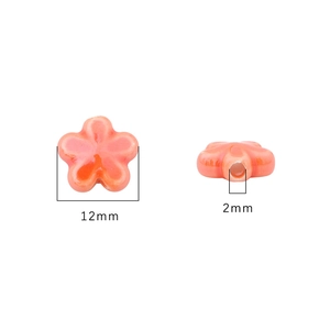 Orange flower ceramic beads for DIY jewelry with 12mm diameter and 2mm hole