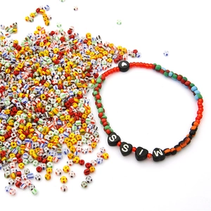 Colorful handmade bracelet with multicolor glass beads and heart MISS letter beads