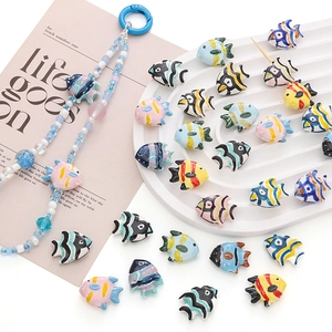 Hand-painted tropical fish ceramic beads for DIY jewelry and colorful keychains