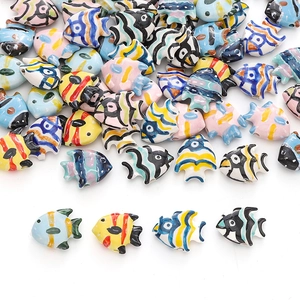 Colorful hand-painted ceramic tropical fish beads for DIY jewelry and necklace making