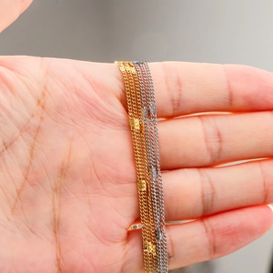 Minimalist 18K Gold Plated Stainless Steel Necklace Triple Layer Stacking Thin Curb Chain Choker For Women Party Jewelry