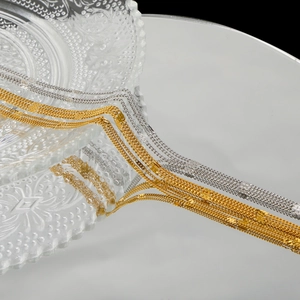 Three-layer layered choker necklace with flat scale texture in gold and silver finish