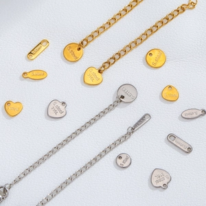 Bijoux DIY chaîne d'extension en acier inoxydable 316L avec breloques cœur et rondes