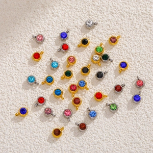 Assorted 6mm birthstone crystal pendants in gold and silver stainless steel frames