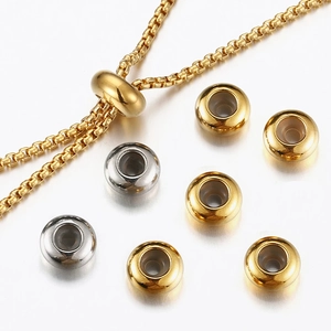 DIY jewelry kit with gold box chain and stainless steel silicone slider beads for necklaces