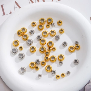 Polished gold and silver stainless steel abacus slider beads with silicone inserts
