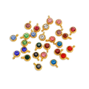 Various multi-colored 6mm stainless steel birthstone crystal pendants for DIY jewelry making