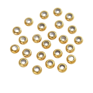 Polished gold stainless steel abacus beads with white silicone stopper for DIY jewelry making
