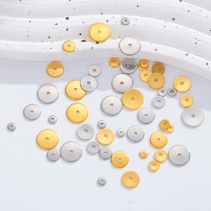 Flat round spacer beads in gold and silver finish for DIY jewelry making and crafts