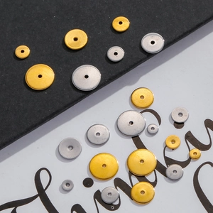 DIY 18K gold and silver stainless steel flat wheel beads for jewelry making