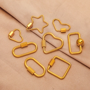 Polished gold-plated stainless steel connector clasps in heart and star shapes for DIY jewelry