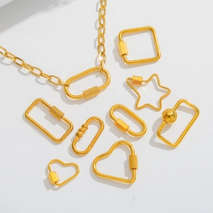Golden stainless steel heart and star jewelry connectors for DIY necklaces and bracelets