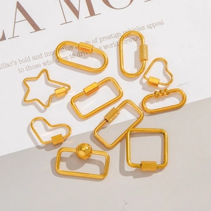 Stainless Steel Heart Star Geometric Screw Clasp Connectors Gold Plated Jewelry DIY Findings For Necklace Bracelet Making