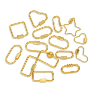 Golden stainless steel connectors in heart and star shapes for DIY jewelry making