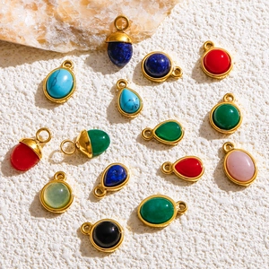 Ciondoli in Acciaio Inossidabile con Pietra Naturale per la Creazione di Gioielli Pendenti Rotondi a Goccia a Forma di Ghianda per Fai da Te Accessori