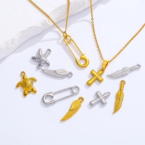 Assorted ocean series charms including sea turtle and starfish in gold and silver finish