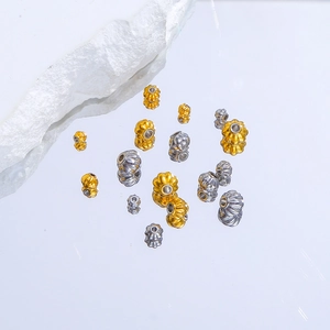 Stainless Steel Pumpkin Lantern Spacer Beads For Jewelry Making Gold Silver Electroplated Metal Loose Beads DIY Accessories
