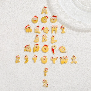 Ciondolo Lettera Babbo Natale di Natale Acciaio Inossidabile 304L Placcato Oro 18K Smalto Alfabeto Charm Fai da Te Gioielli