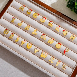 Set 26 ciondoli alfabeto A-Z Babbo Natale in acciaio inossidabile placcato oro 18k