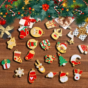 Pendenti in Acciaio Inossidabile Smaltati di Natale Babbo Natale Pupazzo di Neve DIY Creazione di Gioielli Ciondoli Festivi
